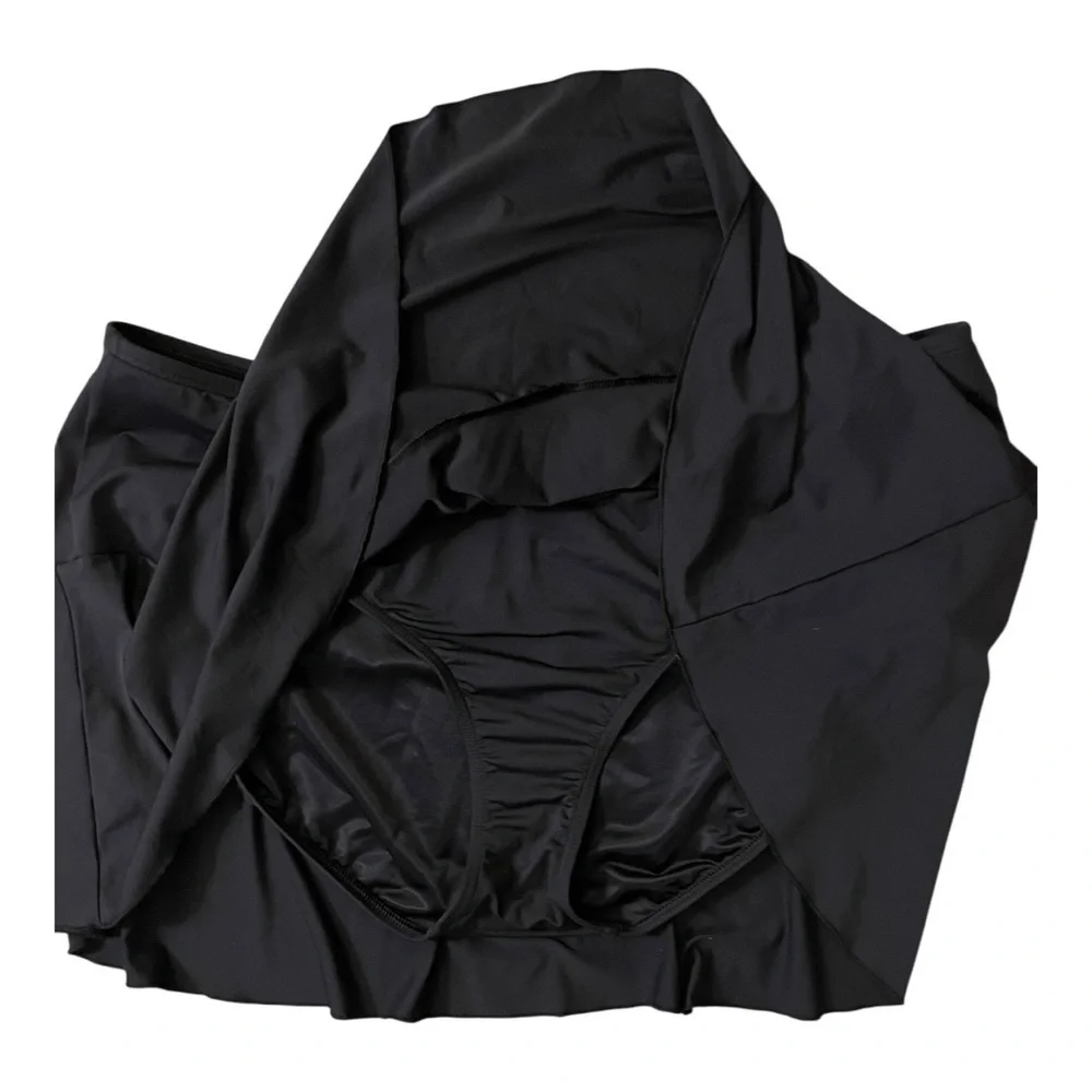 Lands' End Black Ruffle Swim Skirt